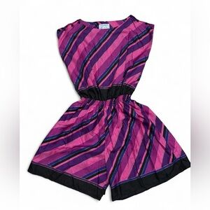 Vintage 70s Striped Hawaiian Romper by Blue Hawaii Honolulu, Size Large